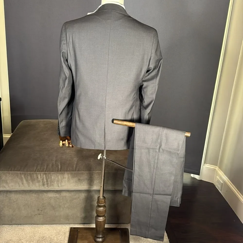 Men’s Dark Gray 3 Piece Wedding Formal Suit Notched Lapel 34 Jacket 31 Pants NEW